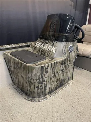 Slide: The Image of 2023 SeaArk RX 180 SC with Yamaha 90 SHO, camo design, side console view. - 12