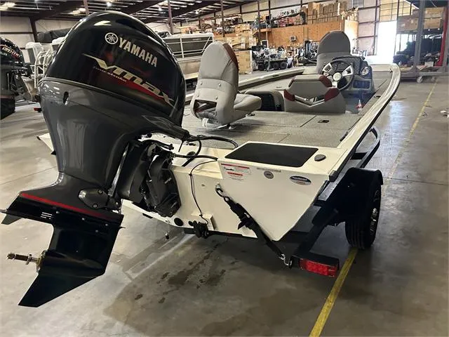 Slide: The Image of 2024 G3 Sportsman 1710 with Yamaha 90 HP SHO outboard motor in warehouse. - 4