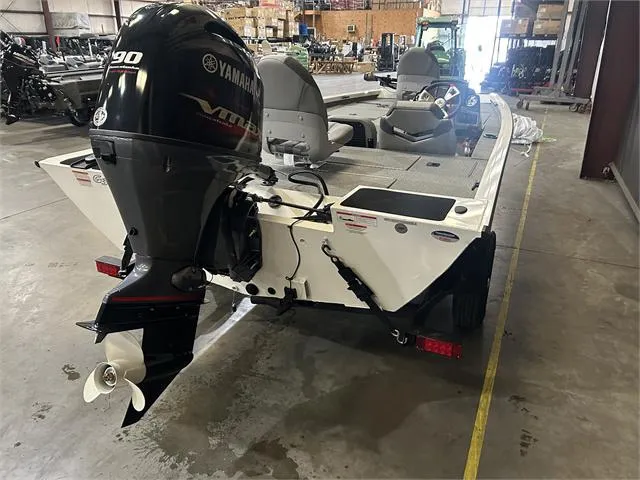 Slide: The Image of 2024 G3 Sportsman 1710 boat with Yamaha 90 HP SHO engine in warehouse. - 4