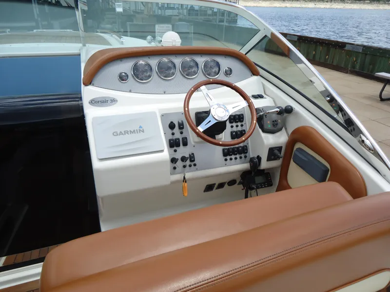 Slide: The Image of 2009 Chris-Craft Corsair 36 cockpit with Garmin navigation system. - 20