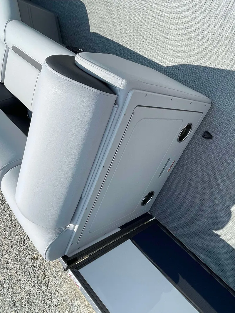 Slide: The Image of 2025 Bentley Pontoons Legacy 220 Swingback interior seating detail. - 10