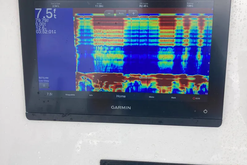 Slide: The Image of 2020 Regulator 25 boat docked with twin Yamaha engines in a marina setting. - 5