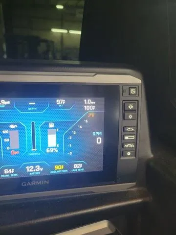 Slide: The Image of 2022 Axis Wake Research T23 dashboard display showing various boat metrics. - 7