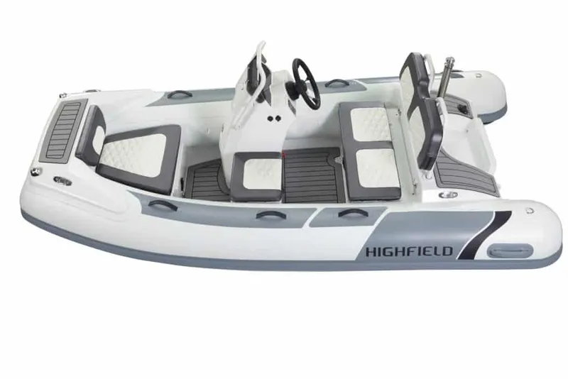 Slide: The Image of 2024 Highfield Sport 360 inflatable boat with seating and steering console. - 4