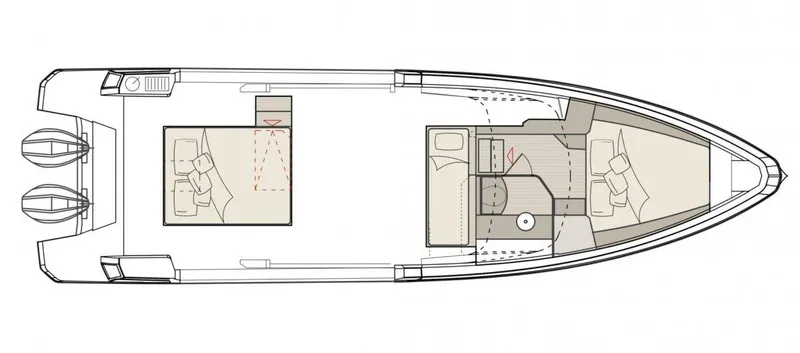 Slide: The Image of Top view layout of the 2025 Saxdor 400 GTC boat. - 11