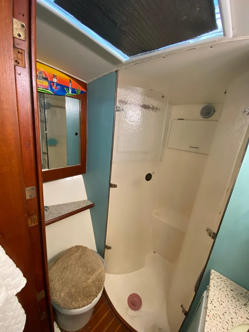 Slide: The Image of Bathroom interior of 1988 Ocean Yachts 55 Super Sport with shower and vanity. - 30