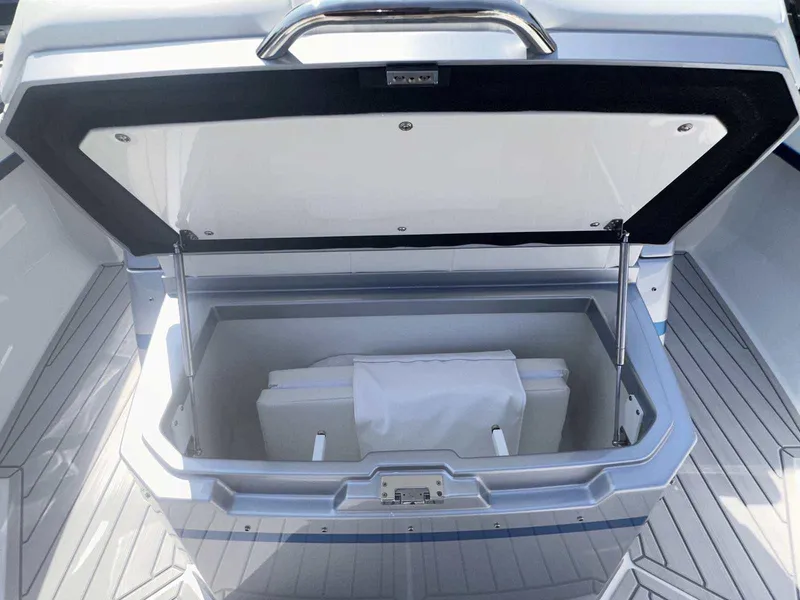 Slide: The Image of Electrical panel of 2025 Formula 387 Center Console Fish boat, showcasing switches and wiring. - 45