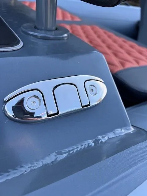 Slide: The Image of Close-up of 2023 Highfield Sport 390 boat detail with chrome fitting. - 8