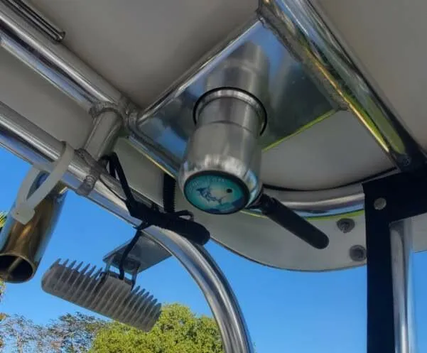 Slide: The Image of 2003 Century 24 WALKAROUND boat interior with mounted equipment and accessories. - 11