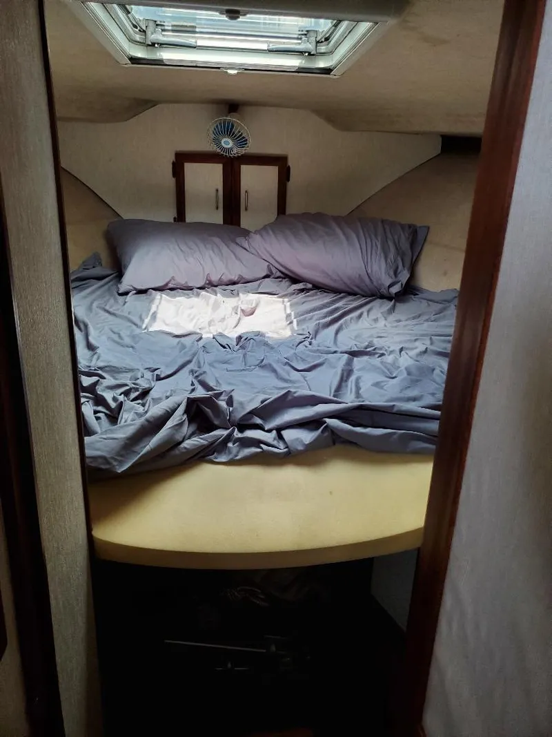 Slide: The Image of Cozy cabin interior of 1983 Carver 3207 AFT Cabin Motor Yacht with skylight. - 16