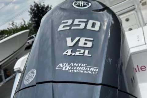 Slide: The Image of Yamaha 250 V6 4.2L outboard engine on 2022 Robalo R230 Center Console boat. - 16