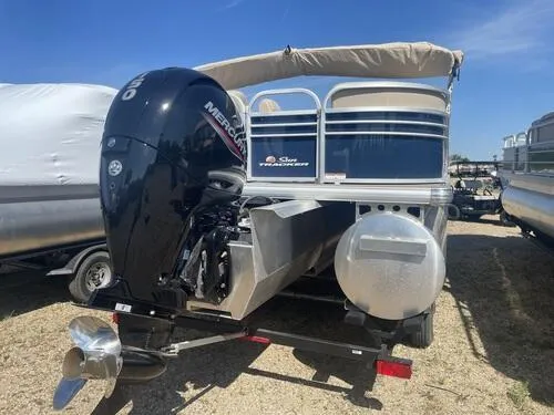 Slide: The Image of 2022 Sun Tracker Party Barge 22 XP3 pontoon boat with Mercury outboard motor. - 3