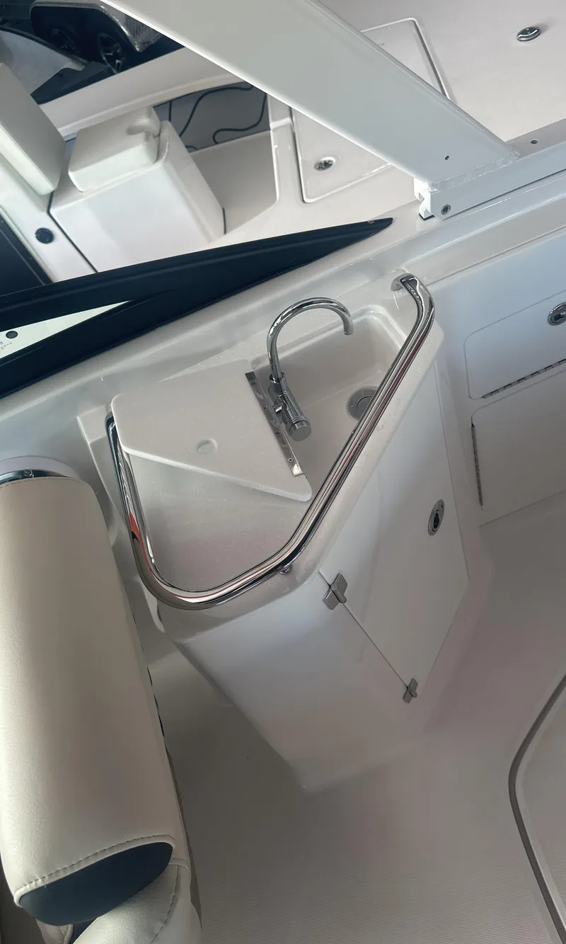 Slide: The Image of 2025 Monterey M45 boat interior with sleek sink and modern design. - 18