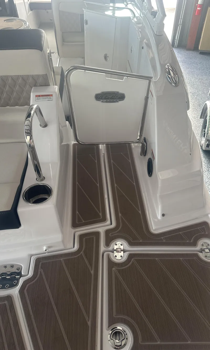 Slide: The Image of 2025 Monterey M45 boat interior with sleek seating and modern design. - 40