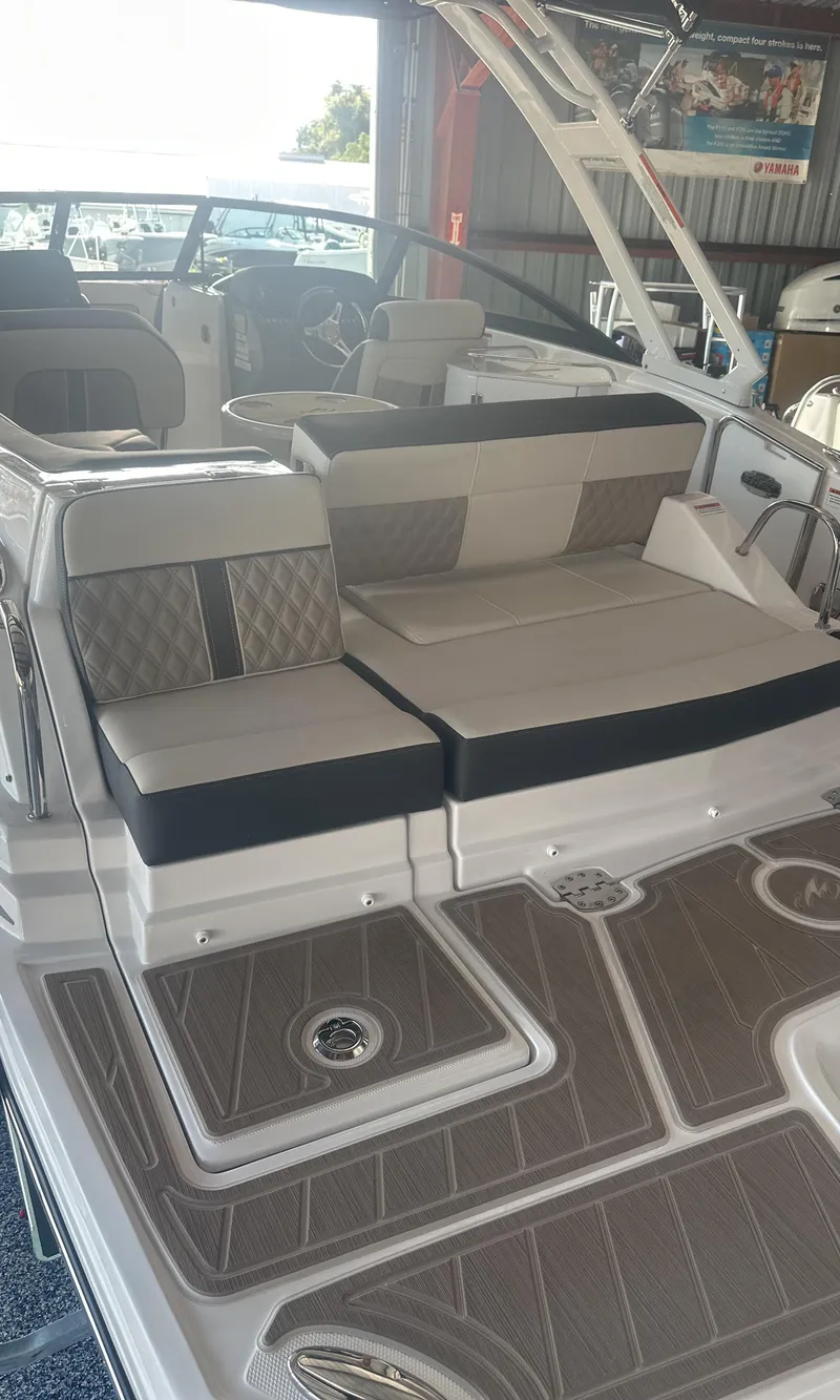 Slide: The Image of 2025 Monterey M45 boat interior with luxurious seating and modern design. - 9