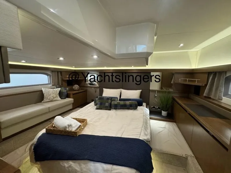 Slide: The Image of Luxurious interior of 2017 Sea Ray Sundancer yacht with elegant bedroom design. - 32