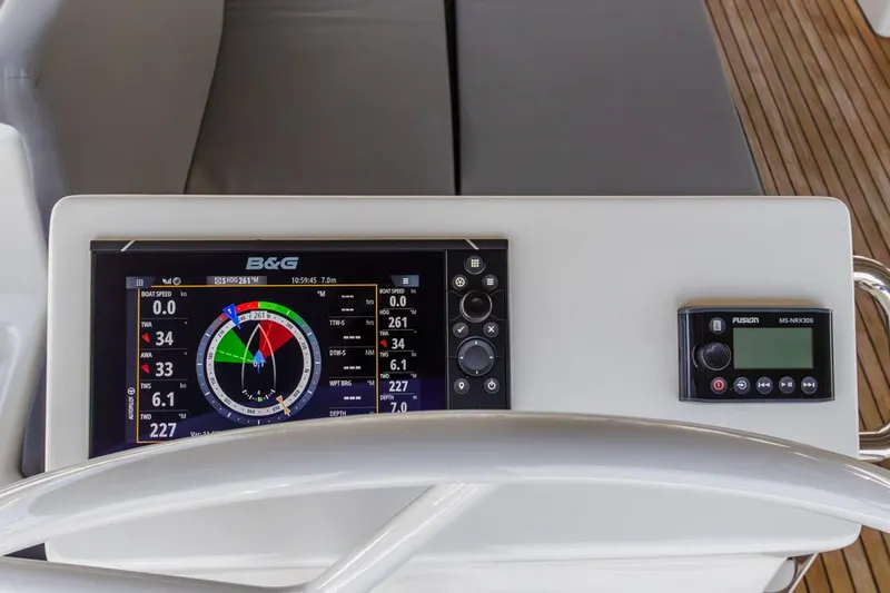 Slide: The Image of Bavaria C50 2022 yacht dashboard with navigation and control systems. - 29