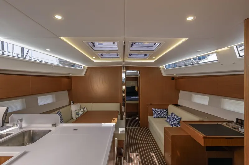 Slide: The Image of Luxurious interior of 2022 Bavaria C50 yacht with modern design and ample seating. - 33
