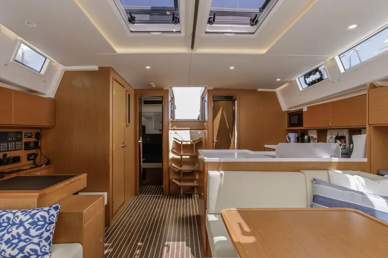 Slide: The Image of Luxurious interior of 2022 Bavaria C50 yacht with modern design and ample natural light. - 42