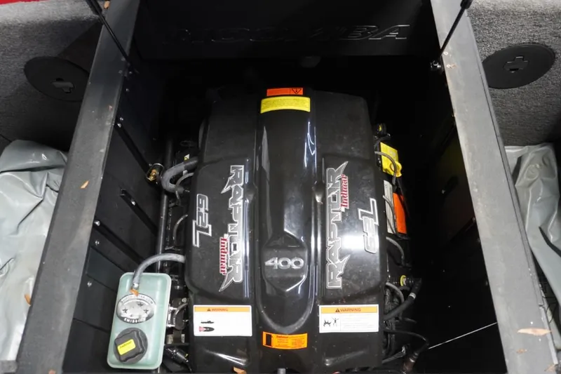 Slide: The Image of 2019 Moomba Craz engine compartment featuring a Raptor 6.2L engine. - 20