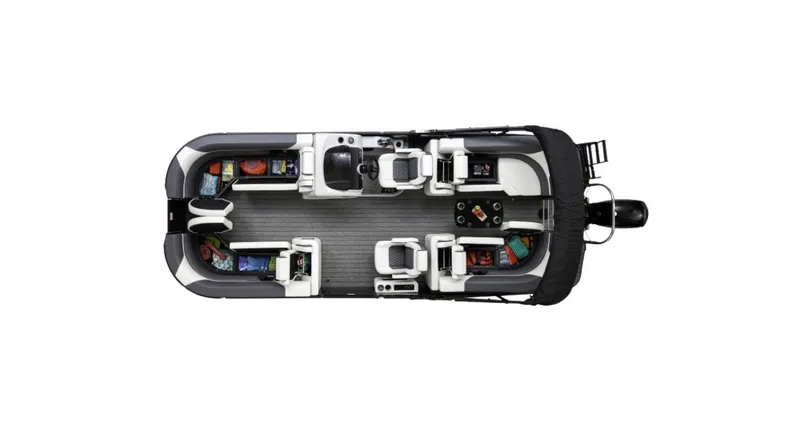 Slide: The Image of Top view of 2025 Lowe RS 250 WT pontoon boat interior layout. - 6