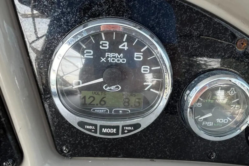 Slide: The Image of Close-up of 2007 Sea Ray 270 Amberjack boat dashboard gauges. - 10
