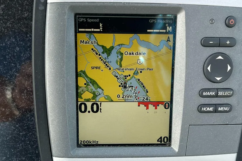 Slide: The Image of GPS navigation screen on a 2007 Sea Ray 270 Amberjack boat. - 11