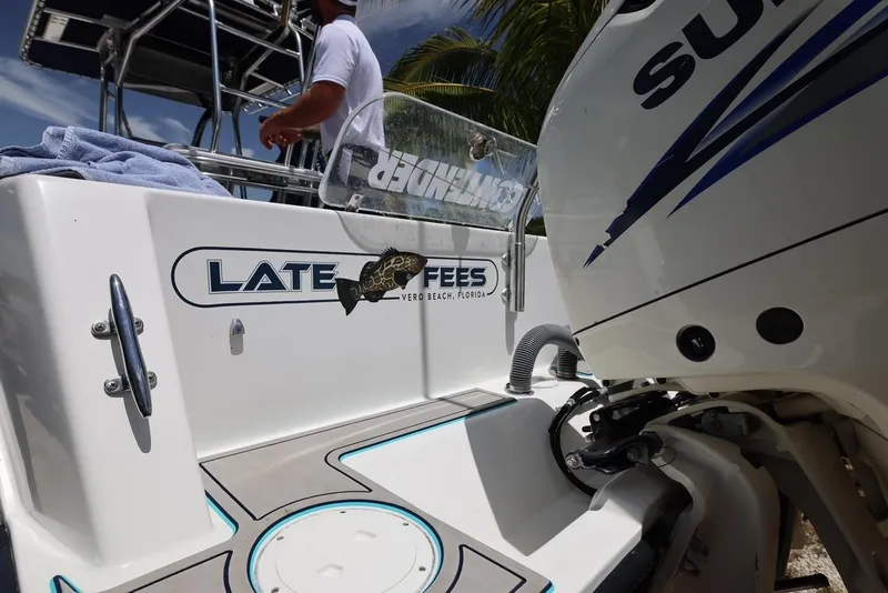 Slide: The Image of 2001 Contender 27 Open boat with Suzuki engine, Late Fees nameplate. - 14
