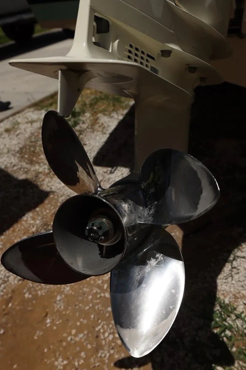 Slide: The Image of Close-up of a 2001 Contender 27 Open boat propeller. - 8