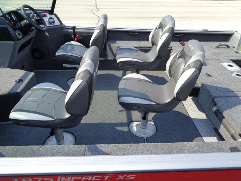 Slide: The Image of 2024 Lund 1875 Impact XS boat interior with four swivel seats. - 5
