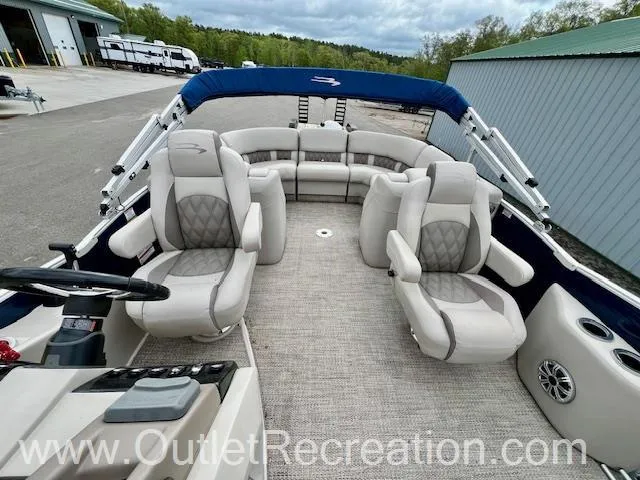Slide: The Image of 2017 Bennington 23 RSR pontoon boat interior with plush seating and modern design. - 11