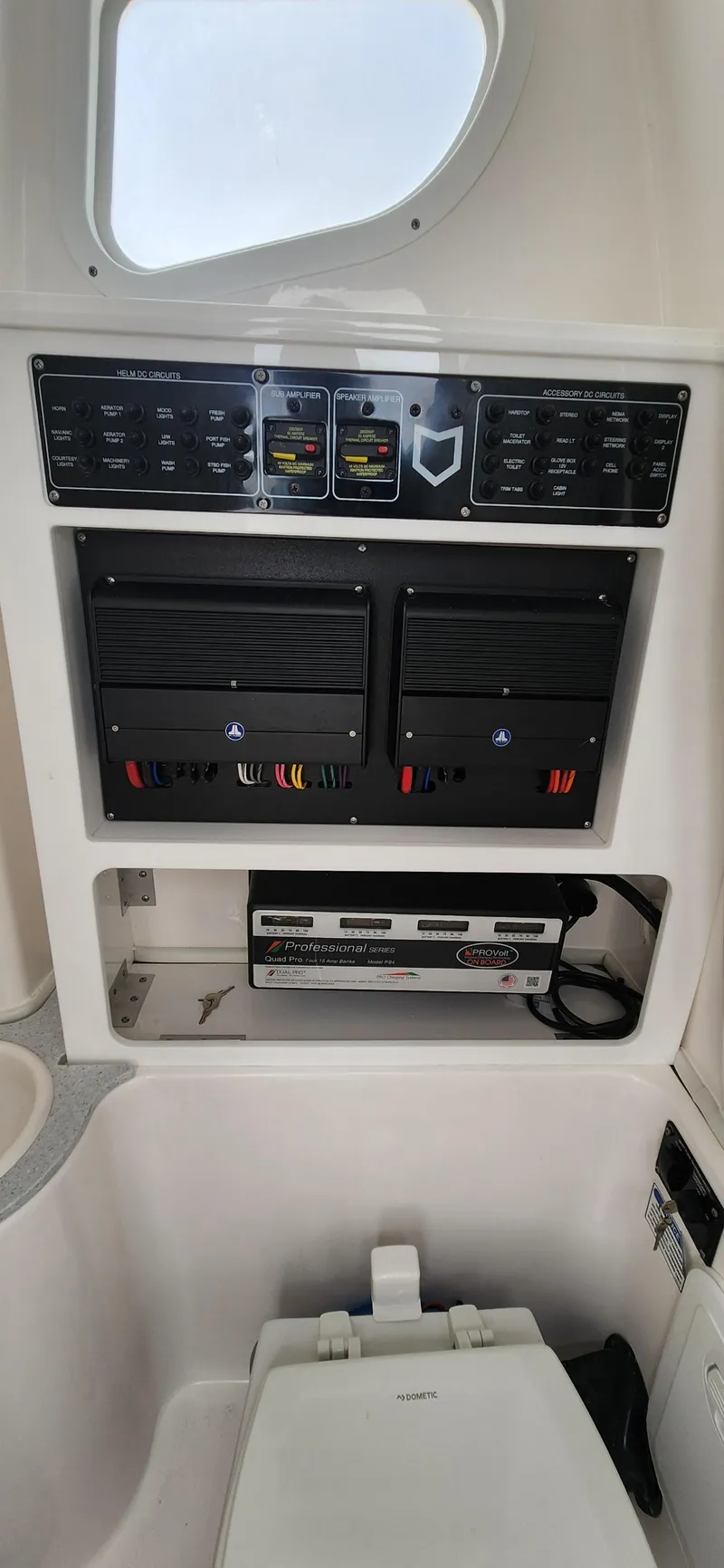 Slide: The Image of 2025 Sea Fox 288 Commander control panel and toilet interior view. - 20