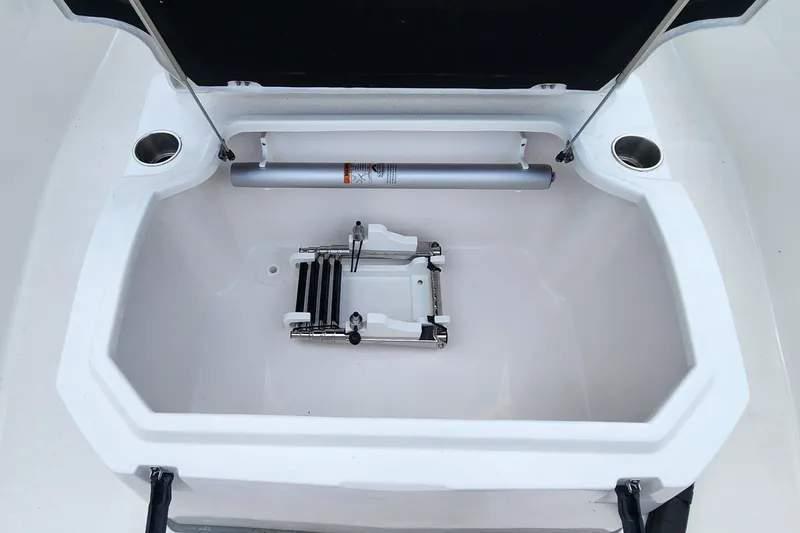 Slide: The Image of 2025 Sea Fox 288 Commander storage compartment with ladder and cup holders. - 21