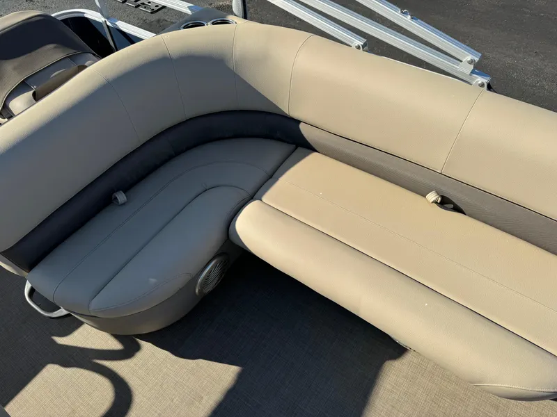 Slide: The Image of 2023 Sun Tracker Bass Buggy 18 DLX boat seating, beige upholstery, spacious and comfortable design. - 14