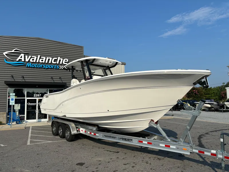 Slide: The Image of 2025 Sea Fox 328 Commander boat on trailer at Avalanche Motorsports. - 22