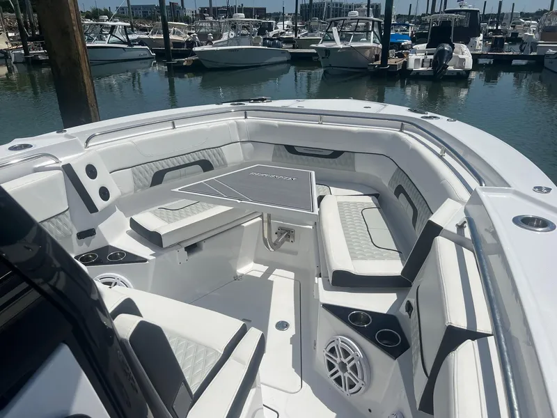 Slide: The Image of Control panel of a 2023 Blackfin 302 CC boat with safety gear. - 25