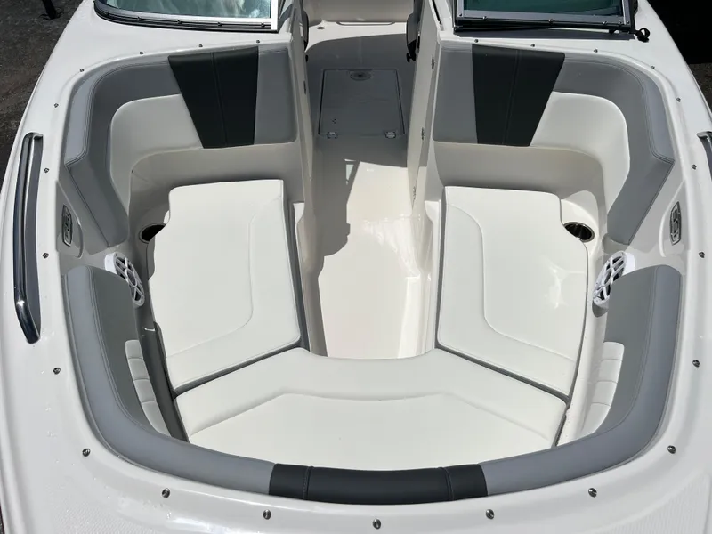 Slide: The Image of 2024 Chaparral 23 SSi OB boat interior with spacious seating and modern design. - 15