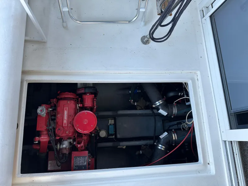 Slide: The Image of Engine compartment of a 1996 Sea Ray 370 Sedan Bridge boat. - 27