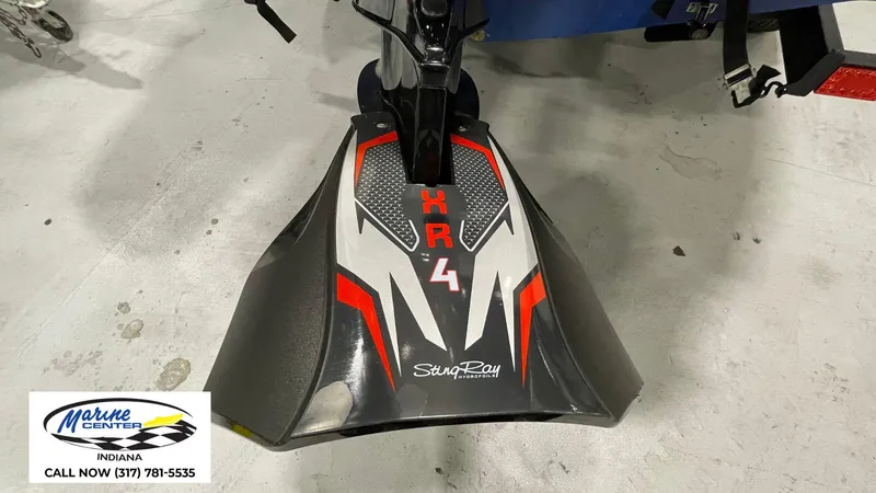 Slide: The Image of 2019 Bayliner 190 Deck Boat with StingRay XR4 hydrofoil, displayed at Marine Center Indiana. - 7