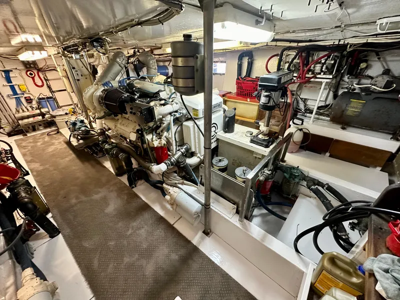 Slide: The Image of Engine room of 1976 Ditmar & Donaldson Custom Yachtfisher, showcasing machinery and equipment. - 36