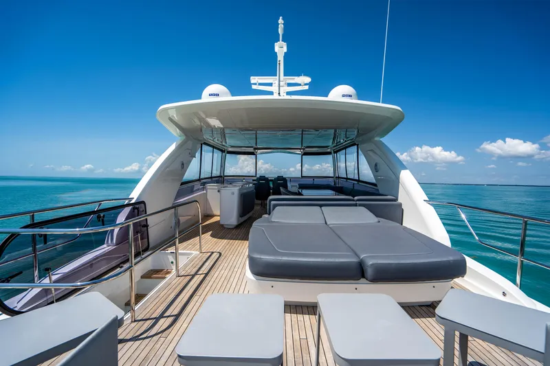 Slide: The Image of 2018 Princess Y75 Motor Yacht with spacious deck and luxurious seating. - 36