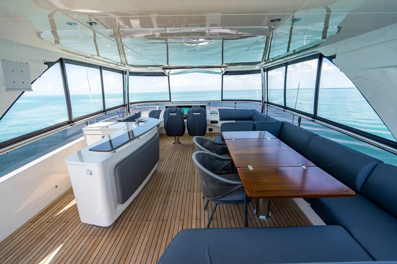 Slide: The Image of Luxurious interior of 2018 Princess Y75 Motor Yacht with panoramic ocean views. - 38