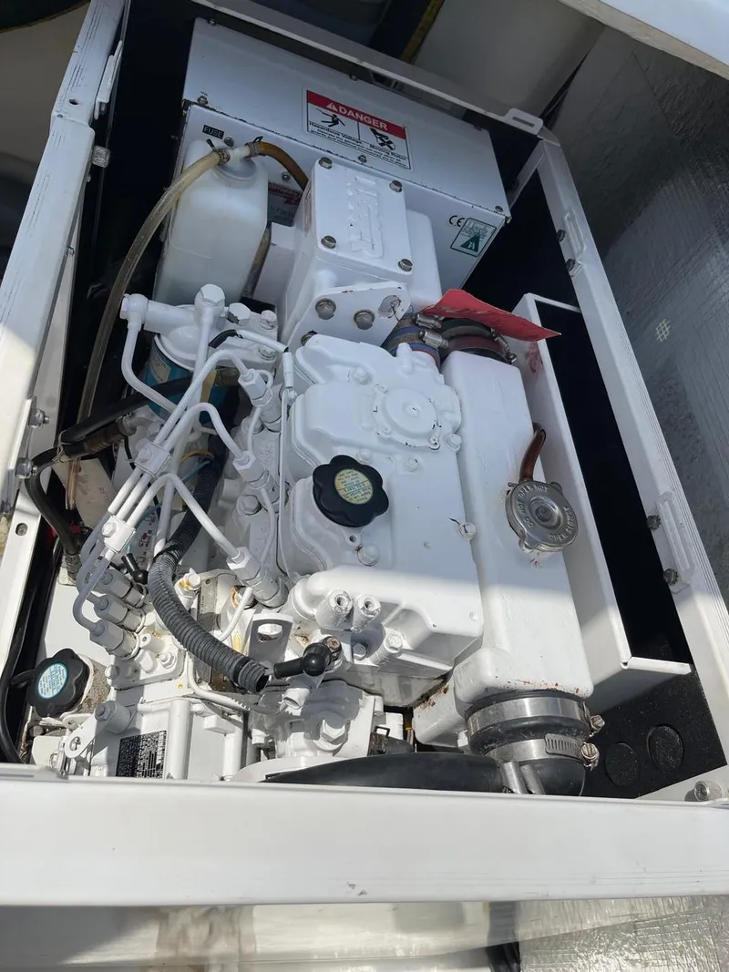 Slide: The Image of Leopard 50 2020 engine compartment with mechanical components and wiring. - 21
