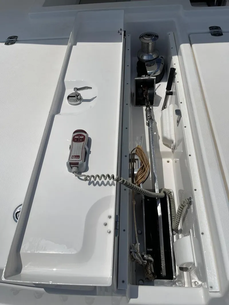 Slide: The Image of Leopard 50 yacht anchor locker with winch and control panel, 2020 model. - 46