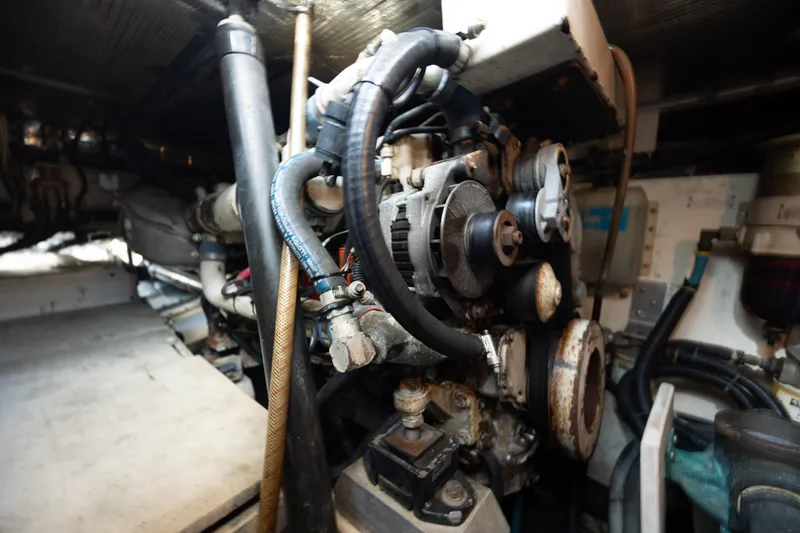 Slide: The Image of Engine compartment of a 1998 Little Harbor WhisperJet 36 boat. - 35