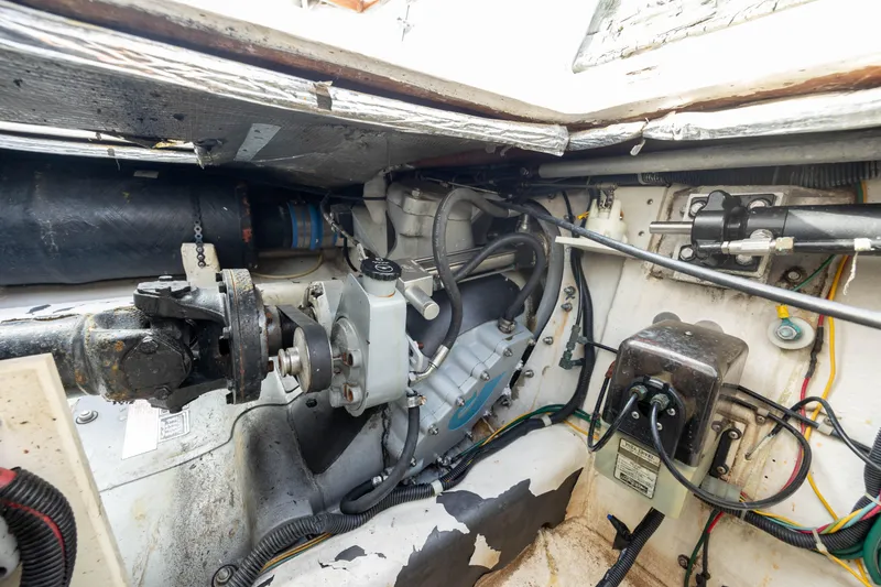 Slide: The Image of Engine compartment of a 1998 Little Harbor WhisperJet 36 boat. - 36