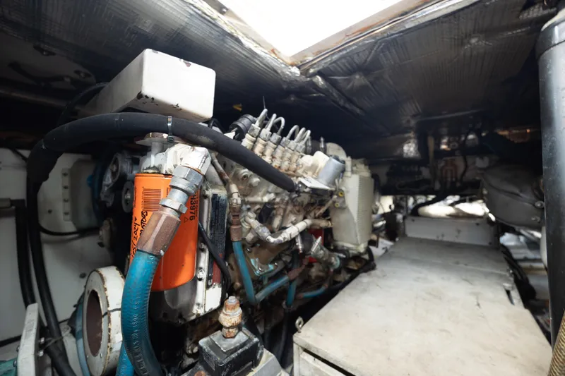 Slide: The Image of Engine compartment of a 1998 Little Harbor WhisperJet 36 boat. - 38