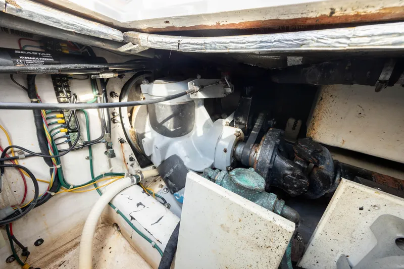 Slide: The Image of Engine compartment of a 1998 Little Harbor WhisperJet 36 boat. - 41
