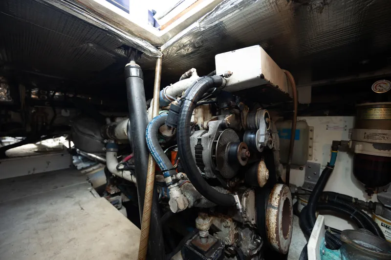 Slide: The Image of Engine compartment of a 1998 Little Harbor WhisperJet 36 boat. - 42