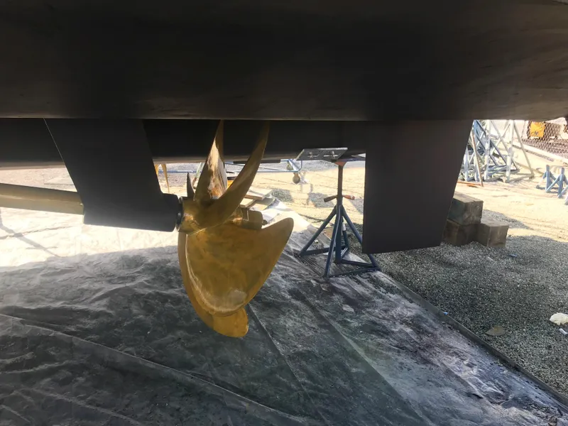 Slide: The Image of Propeller of 2003 West Bay 68 yacht on dry dock. - 34